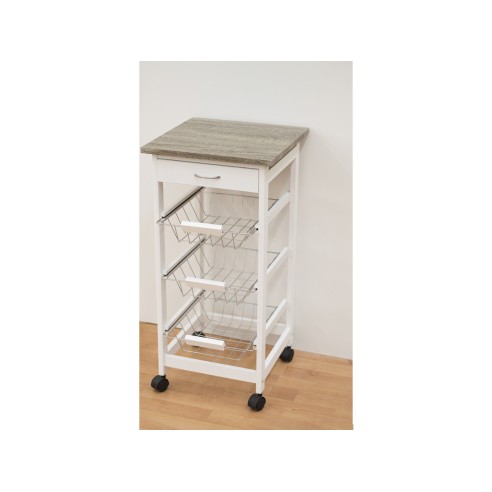 Carrello cucina in legno bianco