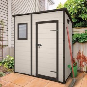 Keter casetta da giardino Manor Pent 6x4 beige ambientata