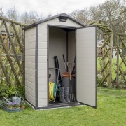Keter casetta da giardino Manor 4x3 beige  ambientata