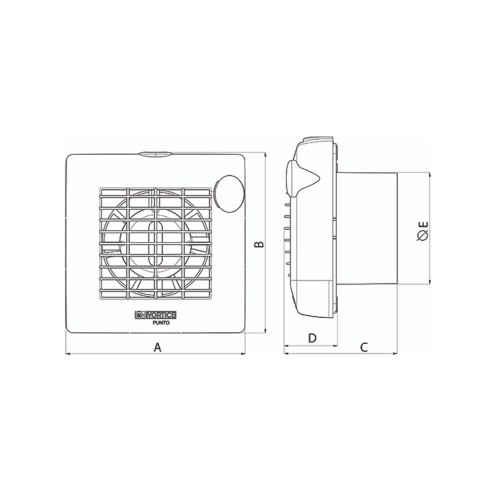 Aspiratore aeratore elicoidale da muro automatico diam 150 mm