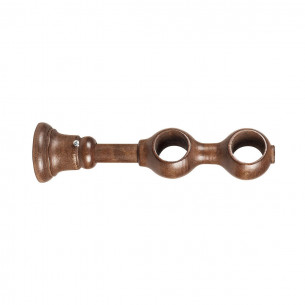Supporto doppio chiuso per bastone tende D. 28mm legno 2