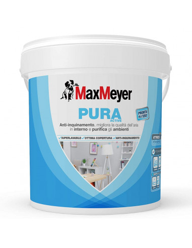 Pittura superlavabile Pura Active anti inquinamento 10 L Max Meyer Pittura per interni Anti-inquinamento bianco