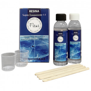 Resina a colata autolivellante Super Trasparente kit 1:1 Fleur Paint 480ml 2