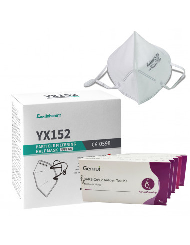 Kit Covid mascherina FFP2 NR bianca 40pz + tampone rapido antigenico 5pz
