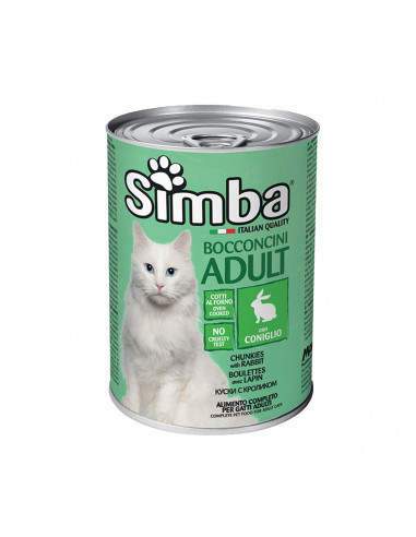 Alimento per gatti adulti bocconcini in salsa con Coniglio Monge Simba Cat 415 g