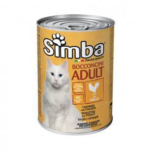 Alimento per gatti adulti bocconcini in salsa con Pollo Monge Simba Cat 415 g