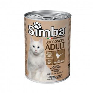 Alimento per gatti adulti bocconcini in salsa con Selvaggina Monge Simba Cat 415 g