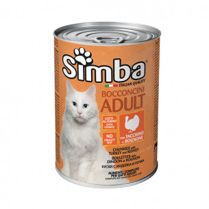 Alimento per gatti adulti bocconcini in salsa con Tacchino e Rognone Monge Simba Cat 415 g