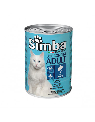 Alimento per gatti adulti bocconcini in salsa con Tonno Monge Simba Cat 415 g