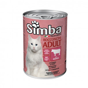 Alimento per gatti adulti bocconcini in salsa con Manzo Monge Simba Cat 415 g