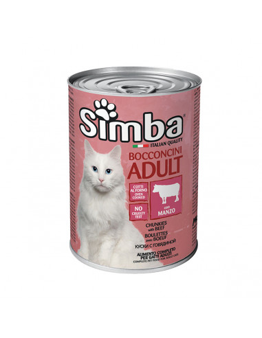 Alimento per gatti adulti bocconcini in salsa con Manzo Monge Simba Cat 415 g