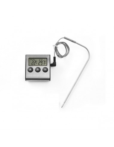 Termometro digitale con timer e sonda in acciaio inox