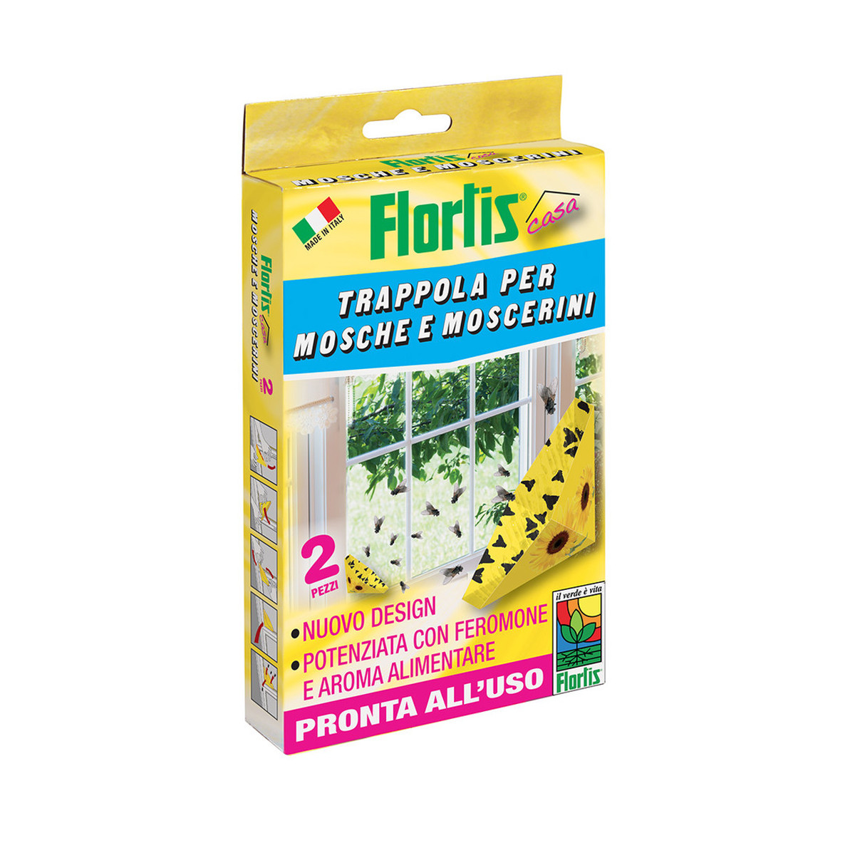 Trappola mosche e moscerini triangolare 2pz Flortis - in offerta online