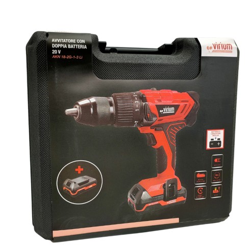 Trapano avvitatore batteria percussione 2Ah 20V AKN 18-2G-1-3Li Virium confezione