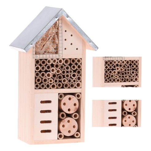 Casetta hotel per insetti 15x9x26cm in legno da appendere