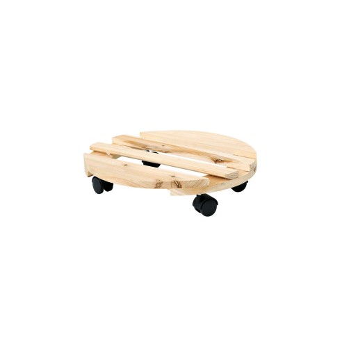Carrello Portavasi In Legno Con Ruote Per Piante - Sottovaso Mobile Ø25-40cm, Capacità Fino A 110kg, Per Interni/Esterni