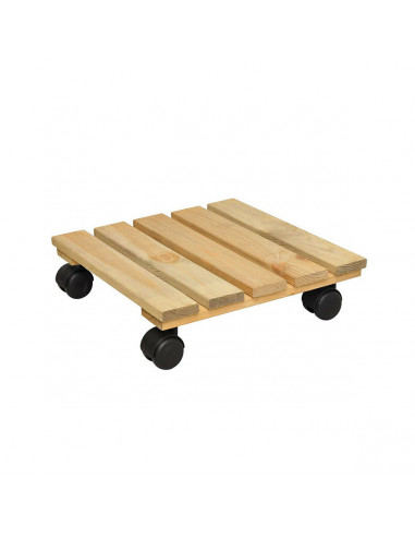 Carrellino carrello portavaso in legno con ruote piroettanti 30x30cm
