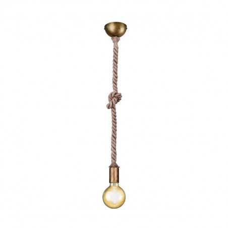 Rope lampada sospensione corda annodata 1x E27 ottone invecchiato