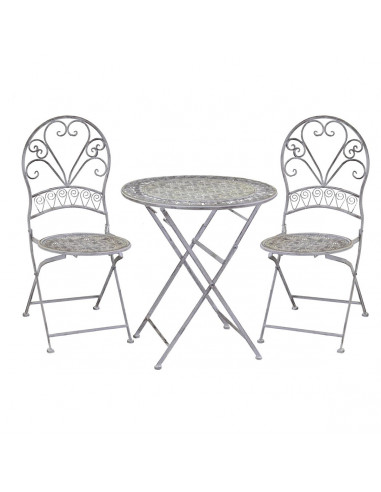 Tavolo metallo Ragusa grigio tondo con 2 sedie pieghevoli Vacchetti