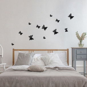 Crearreda Spring Decor decorazione adesiva per pareti 3D Farfalla nero 12pz ambientata