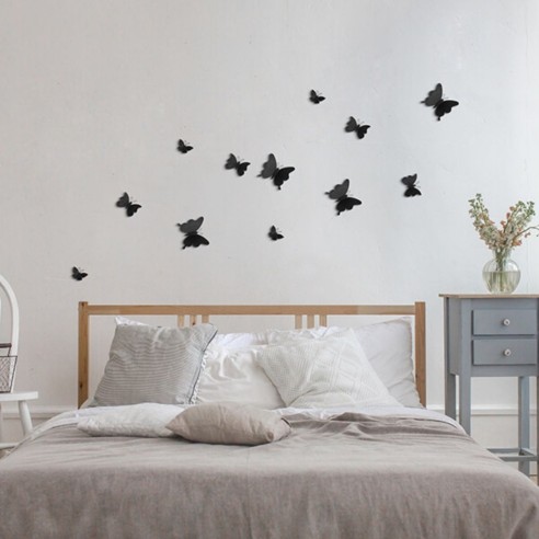 Crearreda Spring Decor decorazione adesiva per pareti 3D Farfalla nero 12pz ambientata