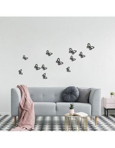 Crearreda Spring Decor decorazione adesiva per pareti 3D Farfalla nero 12pz ambientata