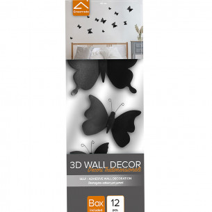 Crearreda Spring Decor decorazione adesiva per pareti 3D Farfalla nero 12pz ambientata 2