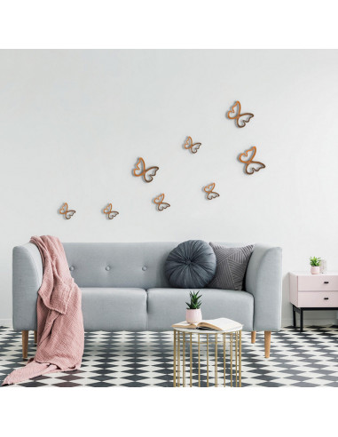 Crearreda Spring Decor decorazione adesiva per pareti 3D Farfalle rame 8pz ambientata