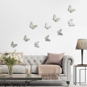 Crearreda Spring Decor decorazione adesiva per pareti 3D Farfalla argento 10pz ambientata