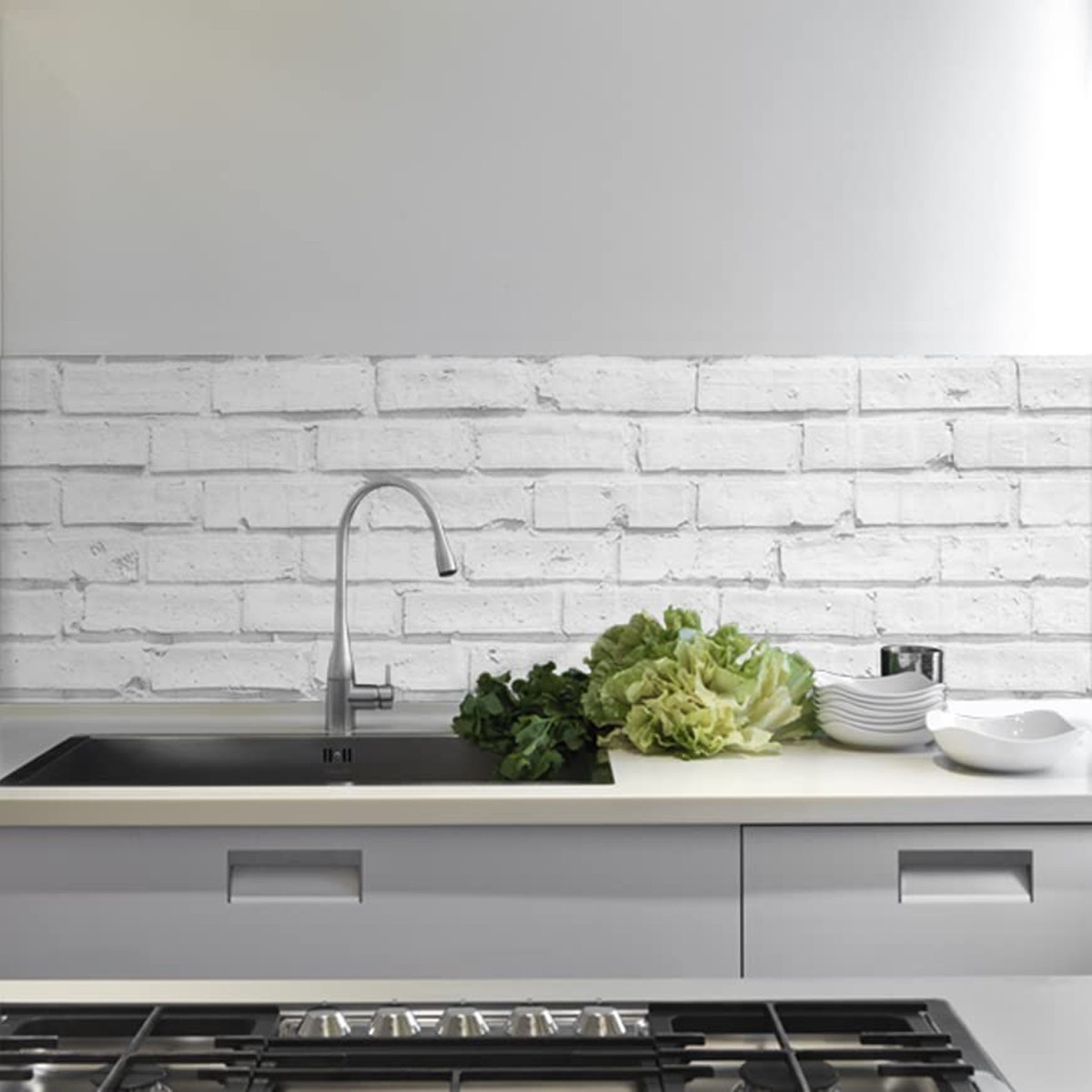 BeNice Paraschizzi Adesivo Effetto Piastrelle 3D – 5 Fogli Beige Rustico – Rimovibile E Impermeabile Per Cucina E Bagno - 3