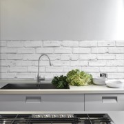 Pannello paraschizzi cucina adesivo da parete Mattoni bianchi ambientato