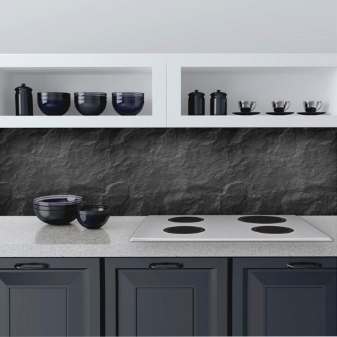 Pannello paraschizzi cucina adesivo da parete antracite ambientato