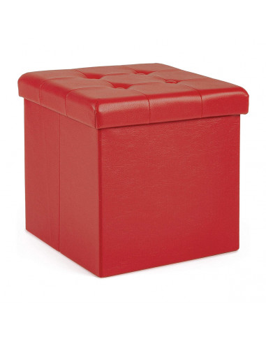 Pouf contenitore in ecopelle 40x40x40 cm rosso