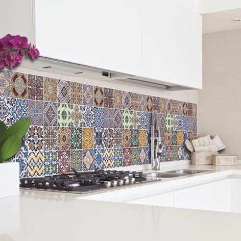 Pannello paraschizzi cucina adesivo da parete Azulejos Crearreda ambientata