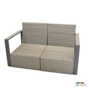 Salotto da giardino in alluminio con cuscini in tessuto grigio 3626S