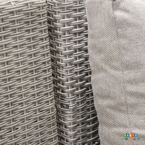 Salotto da giardino in alluminio con cuscini in tessuto grigio 3626S