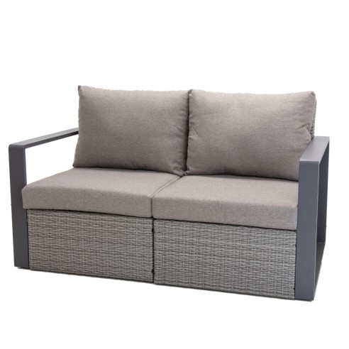 Salotto da giardino in alluminio con cuscini in tessuto grigio 3626S