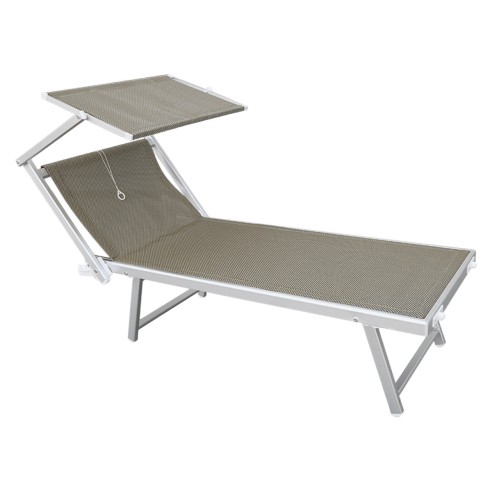 Lettino sdraio in alluminio con parasole (X-6180) grigio