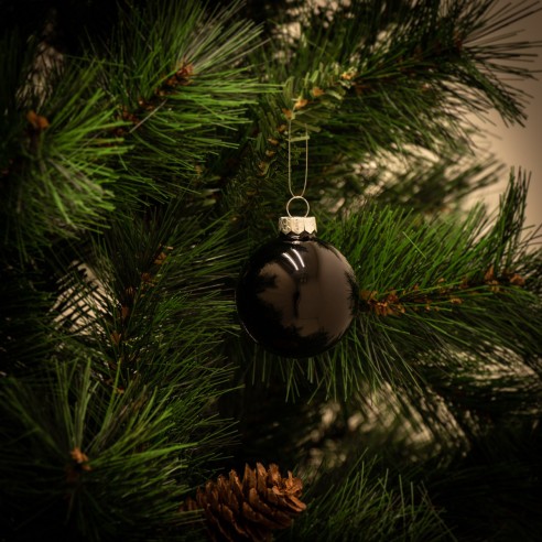 Pallina di Natale in vetro nero lucido Ø 6 cm
