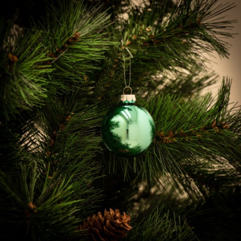 DIYDEC Set 12 Palline Di Natale In Velluto Floccato, 6 Cm, Infrangibili, Colorazioni Bianco E Verde, Per Albero E Decorazioni Natalizie - 2