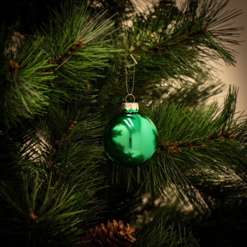 Palline di Natale in vetro verde brillante Ø 6 cm