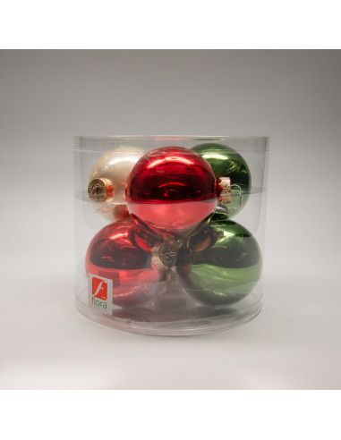 Palline di Natale in vetro multicolor Ø 8 cm conf. da 6 pezzi