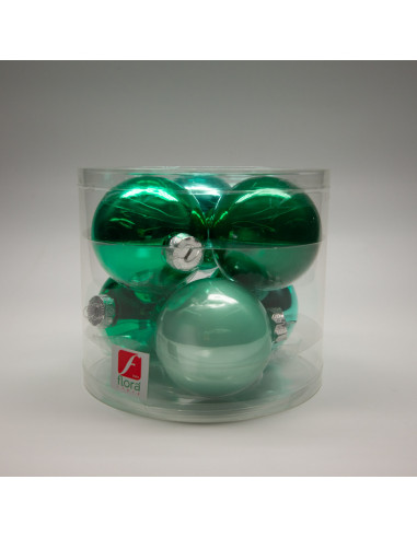 Palline di Natale in vetro verde Ø 8 cm confezione da 6 pezzi