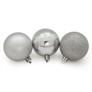 Palline di Natale in plastica argento Ø 6 cm
