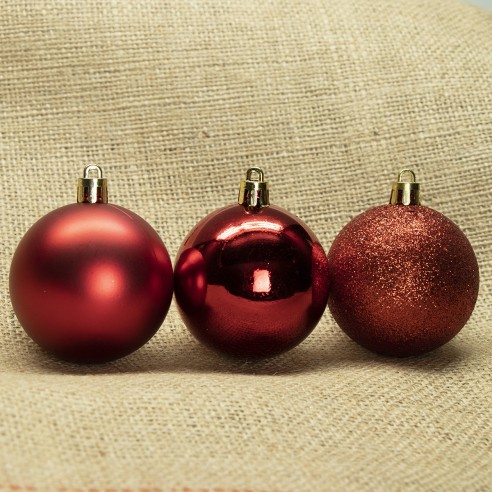 Palline di Natale in plastica rosso Ø 6 cm