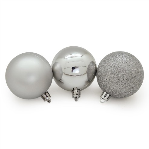 Palline di Natale in plastica argento Ø 8 cm