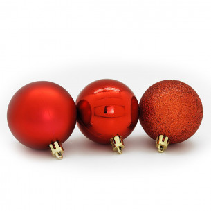 Palline di Natale in plastica rosso Ø 6 cm confezione da 24 pezzi 2