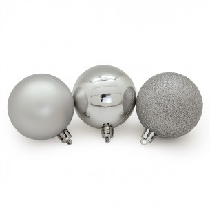 Palline di Natale in plastica argento Ø 6 cm confezione da 24 pezzi 2