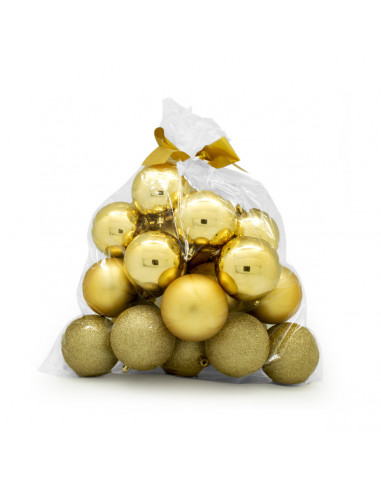 Palline di Natale in plastica oro Ø 8 cm confezione da 24 pezzi