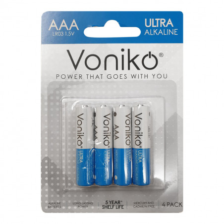 Batterie alcaline Ultra Voniko AAA LR03 4 pz